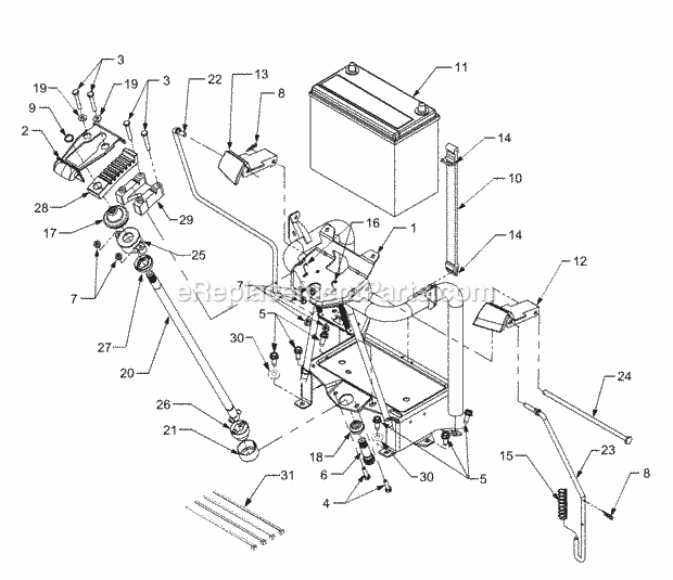 Pedestal And Connections Diagram and Parts List for GT3235 14A-692-710 Cub Cadet Lawn Tractor